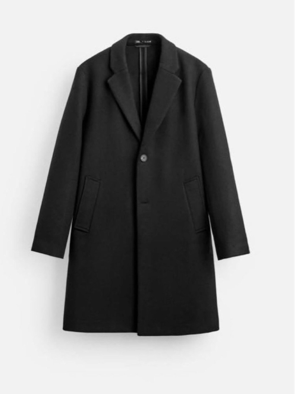 Zara Black Single-Breasted Overcoat